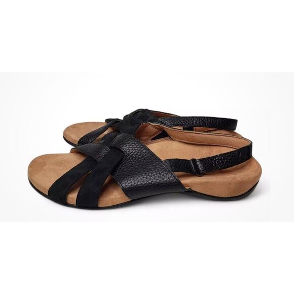 Vionic Eira Adjustable Slingback Sandal Black Pebble Grain Leopard Embossed Sz 9 - Picture 6 of 9